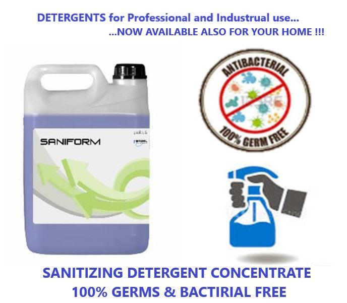 SANITIZING DETERGENT CONCENTRATE - 100% GERMS & BACTIRIAL FREE - SANIFORM - 5 Lt + Spray